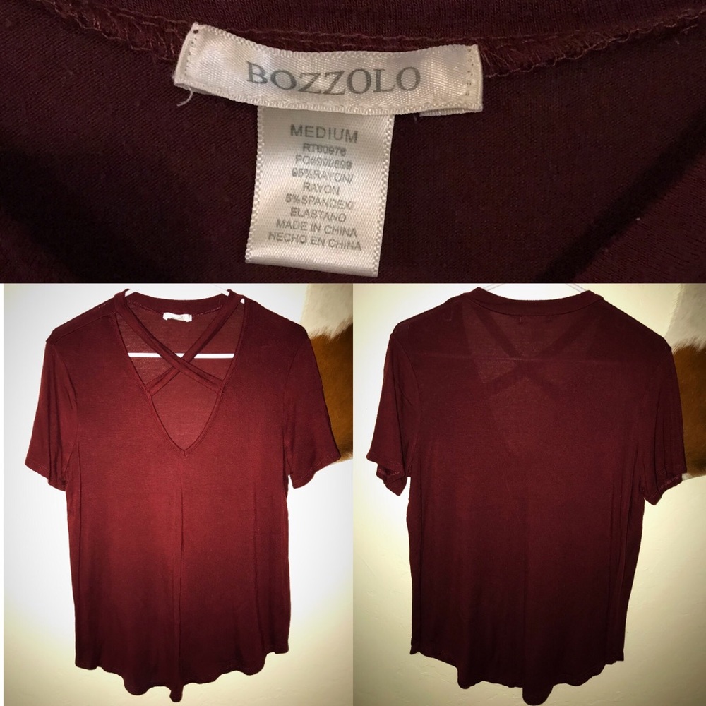 Maroon Criss Cross Tee
